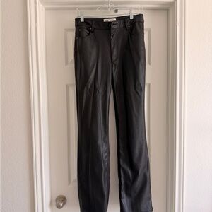 Zara Black Faux Leather Straight-Leg Pants